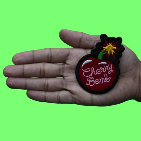 Cherry Bomb Patch Favorite Red Fruit Embroidered Iron On Discount - Image 2