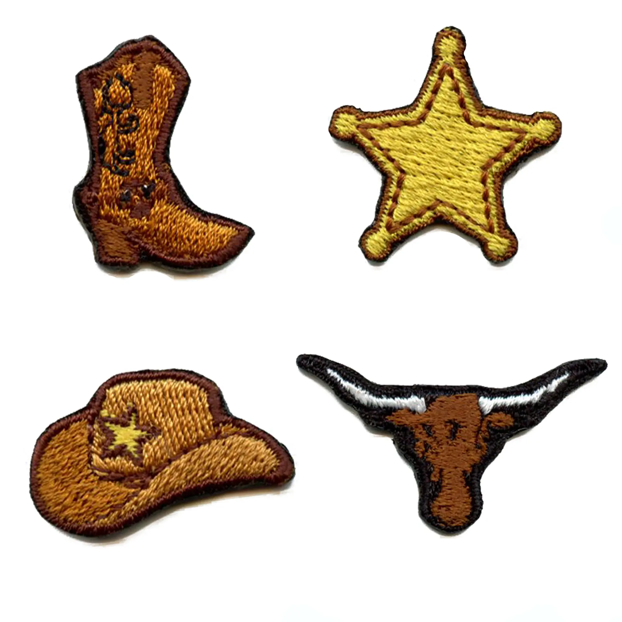 Western Sheriff 4 Pack Mini Set Patch Badge Skull Embroidered iron On Fashion