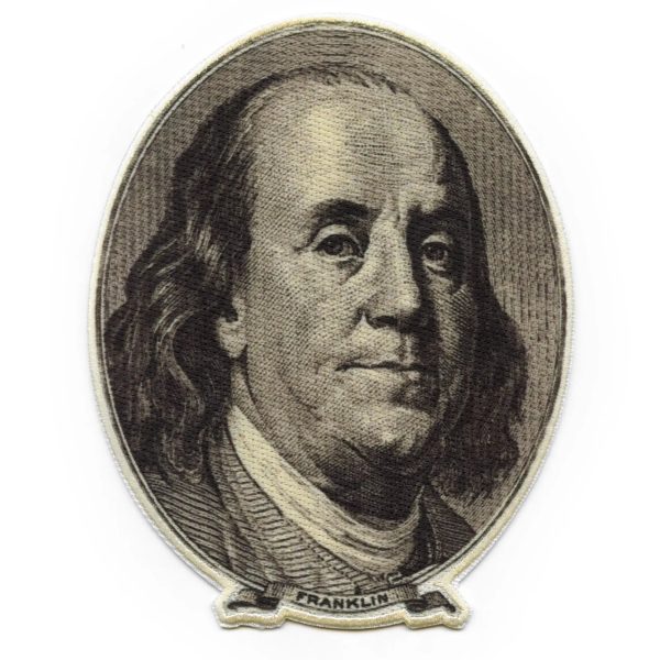 Benjamin Franklin Money Seal Patch Cash Portrait Small Sublimation Iron On Hot on Sale