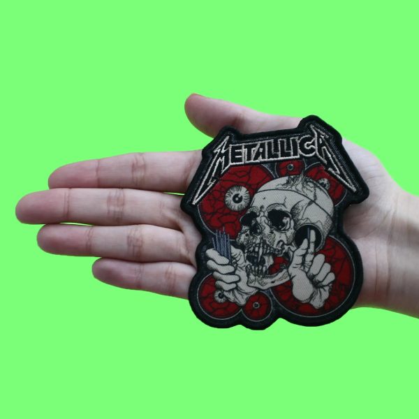 Metallica The Shortest Straw Patch Skull with Red Eyes Sublimated Embroidery Iron On For Cheap - Image 2