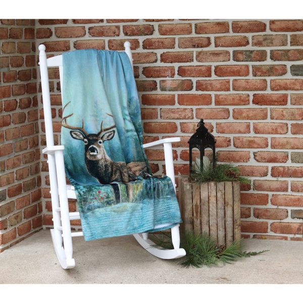 Whitetailed Buck Fleece Throw 50x70 Inch CC720 For Discount - Image 2