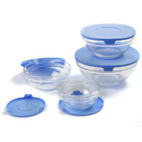 Glass Bowl Set with Lids 1018 Online Sale