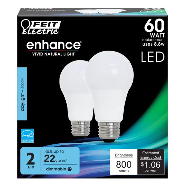 2-Pack 60W Enhance LED Light Bulbs OM608 For Cheap - Image 2